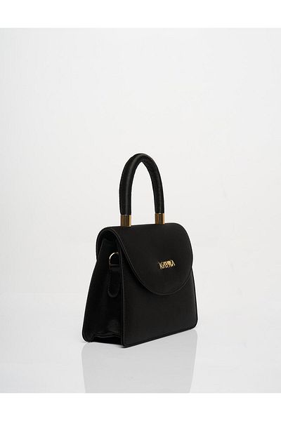Kayra Mini Geanta Neagra Satin - Cu Husa