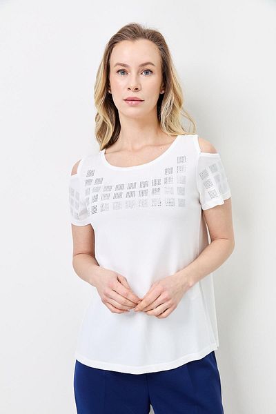 Two Mail Tricotaje de piatră cu mâneci ALBE