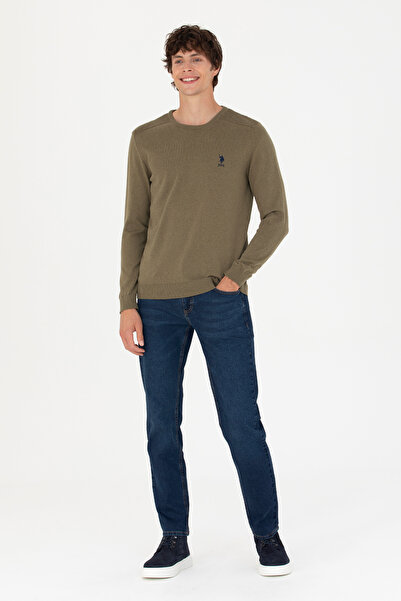 U.S. Polo Assn. Чоловічий пуловер хакі меланж базовий 50269003VR125