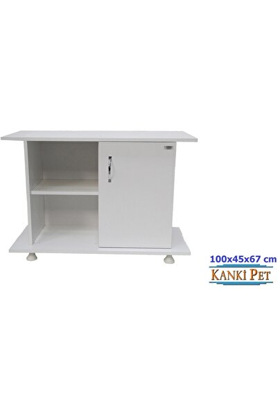 Kanki Pet Akvaryum Sehpası MDF 100 cm KP1045 Beyaz 100X45X67 cm