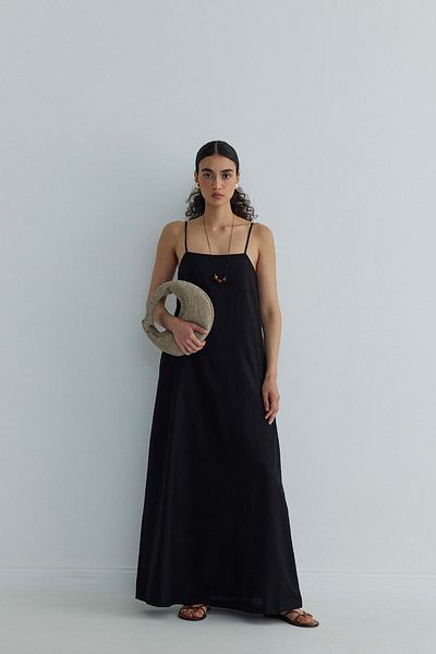 Suud Collection Schwarze, schöne Leinenweste mit Riemchen
