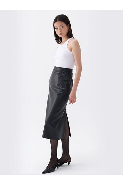 Nocturne Leather High Waist Skirt