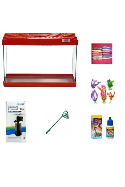 Kanki Pet Akvaryum KP3518 Hazır Set Kırmızı 35 CM ( 12 Litre )