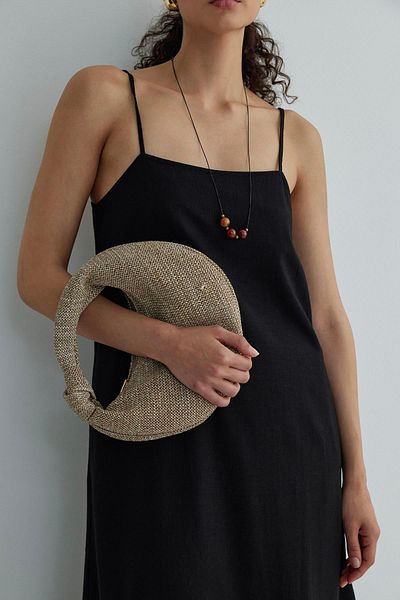 Suud Collection Schwarze, schöne Leinenweste mit Riemchen