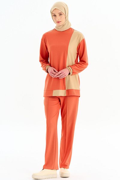 Tuğba Orange Garnished Knitted Sweat
