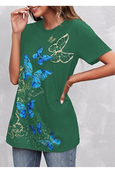 Femella Women Fashion Γυναικείο μπλουζάκι μονό ζέρσεϊ με κοντό μανίκι μπλε κί...