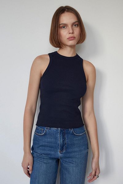 Suud Collection Navy Blue Oli Corded Crew Neck Ball