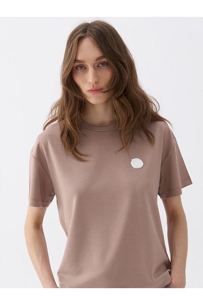 Nocturne Logo Patterned Basic T-Shirt