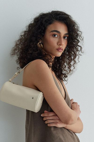 Suud Collection Beige Lal Baguette Bag
