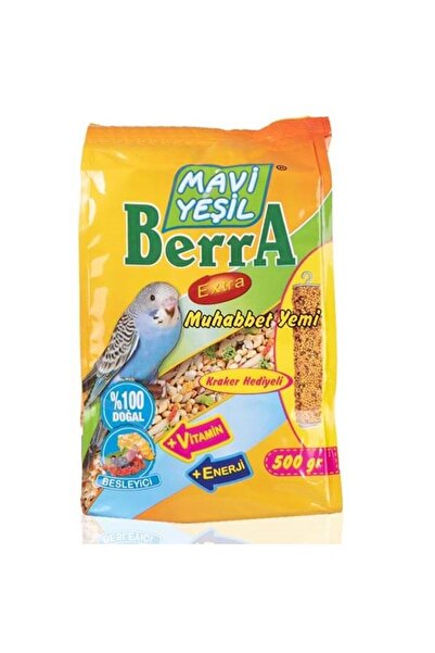 Mavi Yeşil Berra Muhabbet Kuşu Yemi – Kraker Hediyeli – Lezzetli ve Dengeli B...