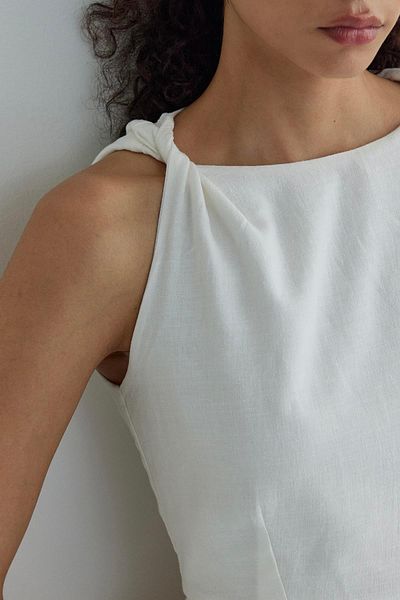 Suud Collection Φόρεμα Ecru Breeze με κόμπους ώμους
