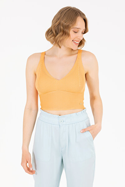 U.S. Polo Assn. Women's Orange V-Neck Sweater 50267078 -Vr051