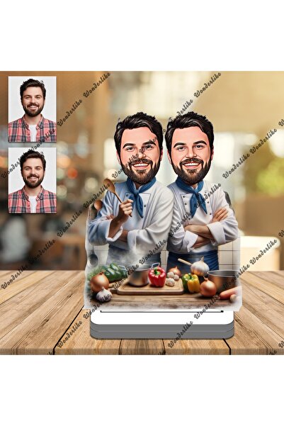 wonderlike Ahçı Şef Biblo 3D Ahşap Biblo,Sevgiliye Hediye,Doğum Günü Hediyesi