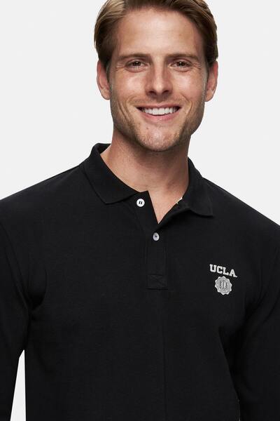 UCLA MAXWELL Черно поло с печат Standard Fit мъжка суитшърт