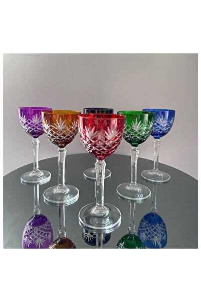 PAŞABAHÇE CAM Pasabahce | Set of 6 Colorful Mix Cut Coffee Water Glasses - 165 ml
