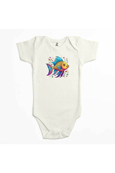 CrowsGate Colorful Fish Ecru Color Baby Bodysuit