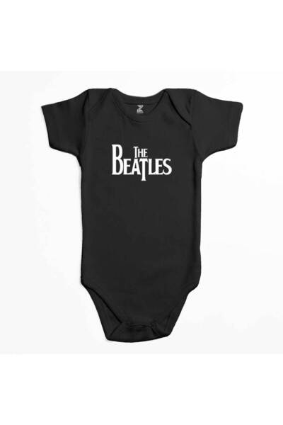 CrowsGate The Beatles Logo Black Color Baby Bodysuit