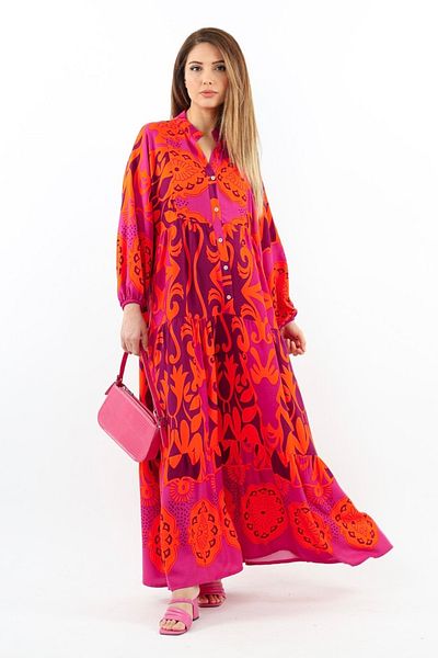 Ritnice Prive Elegant 100% Viscose Maxi Length Orange Long Summer Dress