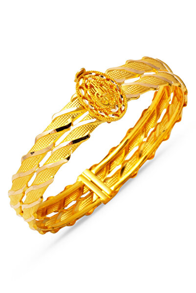 Bilezikci Modern Tuğralı Kesik Burma Altın Bilezik