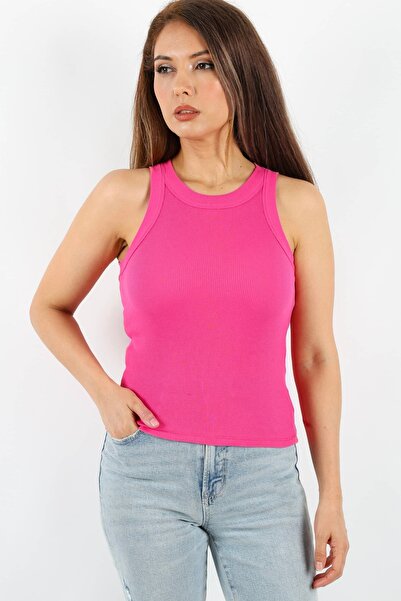 Ritnice Kadın Premium Doku Fuşya Fitilli Pamuklu Atlet