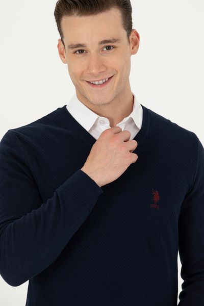 U.S. Polo Assn. Мъжки тъмносин базов пуловер 50269004 -Vr033