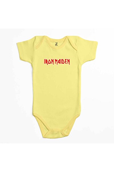 CrowsGate Iron Maiden Red Text Yellow Color Baby Bodysuit