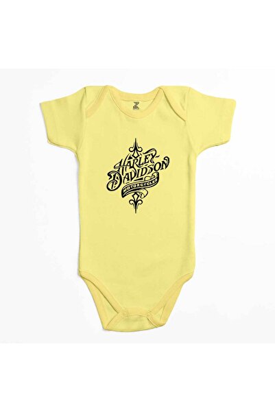 CrowsGate Harley Chopper Symbol Yellow Color Baby Bodysuit