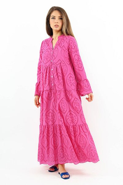 Ritnice Pink Long Dress - Scallop Full Lined Women's