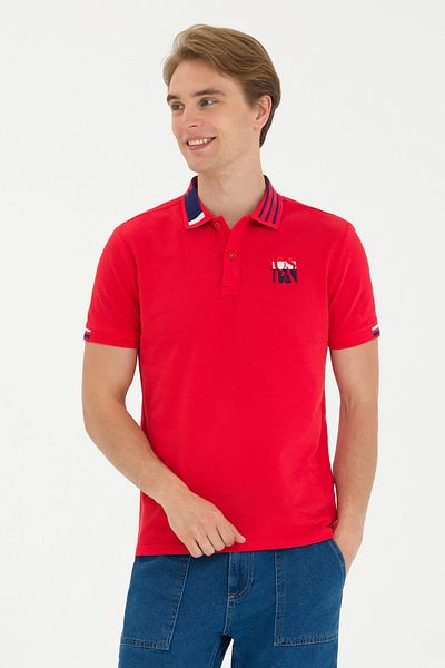 U.S. Polo Assn. Piros férfi póló nyakú póló 50263389 -VR030