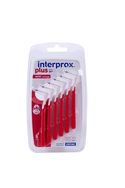 İnterprox فرشاة واجهة مخروطية صغيرة Interprox Plus باللون الأحمر - 6 قطع