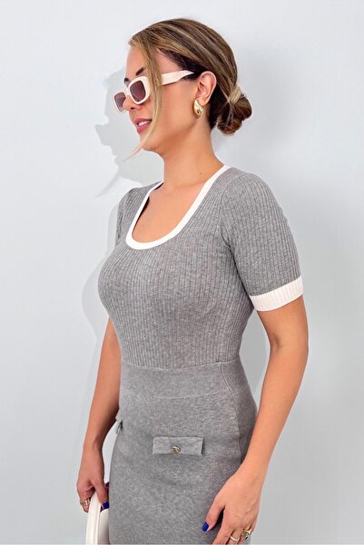 Ritnice Women's Laura Gray Ecru Knitwear Sweater