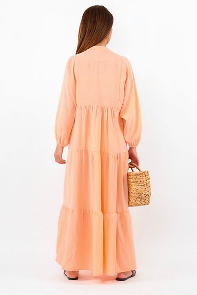 Ritnice Prive Women's Soft Tensell Fabric Salmon Maxi Length Layered Summer Long Dress 24EL036