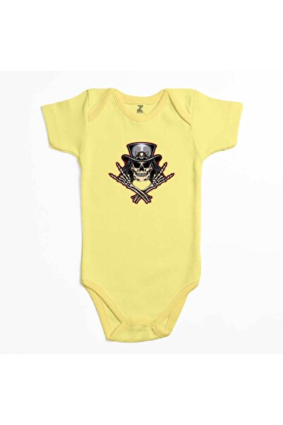 CrowsGate Slash Skull Yellow Color Baby Bodysuit