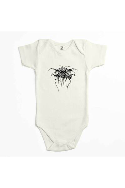 CrowsGate Darkthrone Logo2 Ecru Color Baby Bodysuit