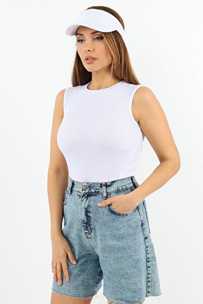 Ritnice Γυναικείο μπλουζάκι με κλειστό γιακά βαμβακερό λευκό ίσιο μανίκι κορδόνι