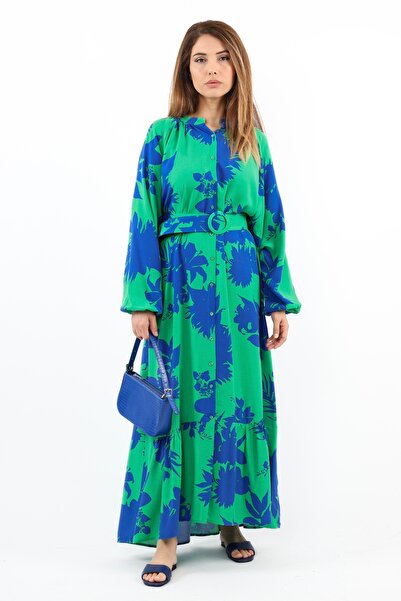 Ritnice Γυναικείο Prive - Πράσινο Μακρύ Φόρεμα με Ζώνη Βισκόζης Melisa