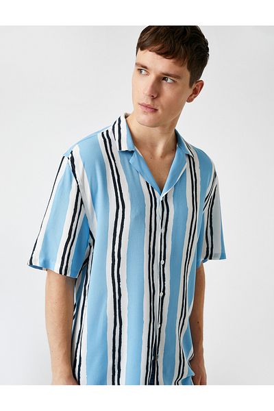 Koton Striped Short Sleeve Summer Shirt