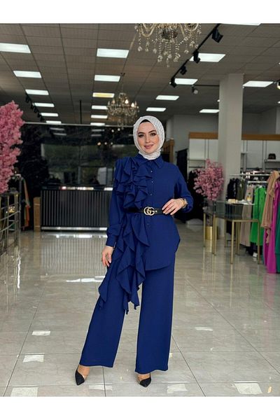 Zümra Tesettür Moda Violet Set Midnight Blue Size 4-50-52
