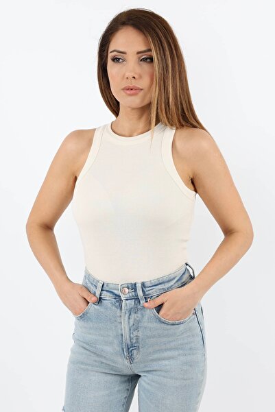 Ritnice Women's Premium Texture Cream Ribbed Cotton Undershirt