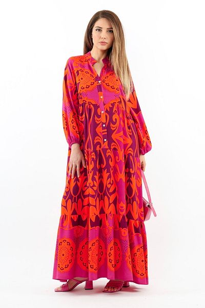 Ritnice Prive Elegant 100% Viscose Maxi Length Orange Long Summer Dress