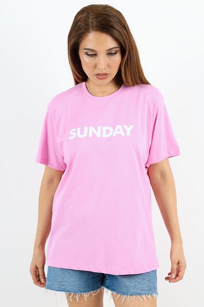 Ritnice Motto Written Oversize Pink Γυναικείο T-Shirt - 100% Βαμβάκι