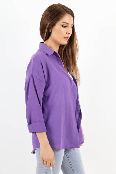 Ritnice Purple Linen Women's Shirt - Well Design
