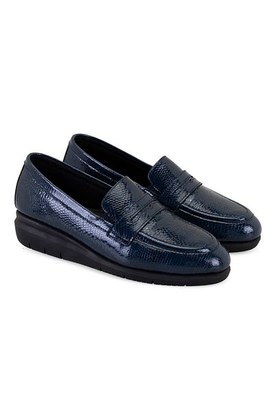 Desa Pantofi casual DesaComfort din piele cu imprimeu crocodil albastru bleumarin de damă