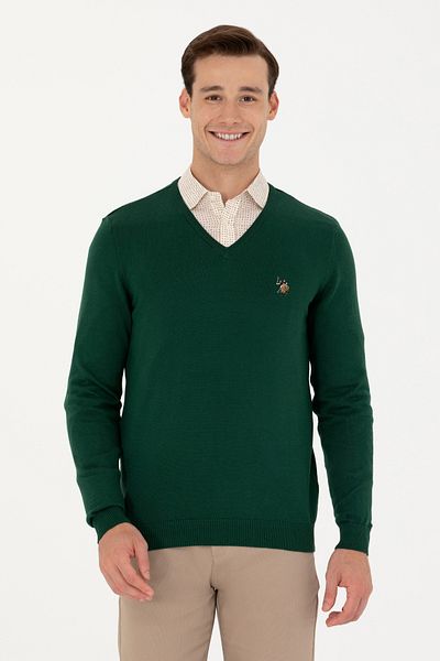 U.S. Polo Assn. سترة رجالية أساسية باللون الأخضر -50269006-VR054