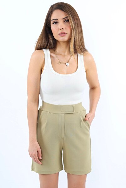 Ritnice Light Oil Green Lycra Women's Shorts - Velcro