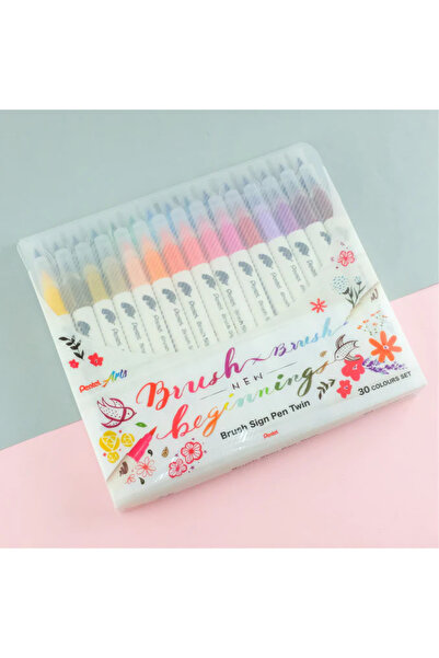 Pentel Arts Brush Sign Pen Twin 30'lu Fırça Uçlu Kalem Set / SESW30C-30