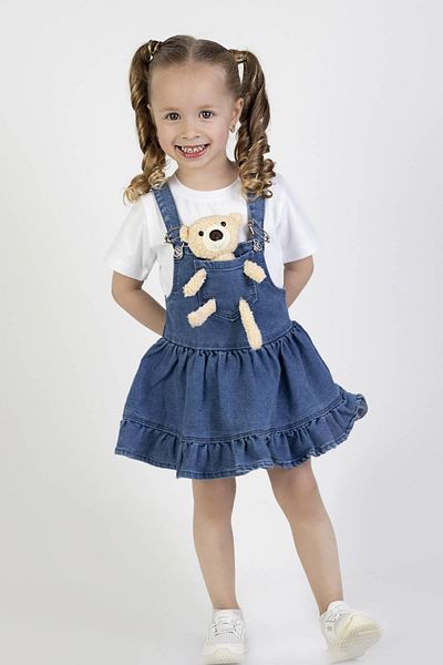 Minik Dolap Φόρεμα Teddy Bear Denim Salopet