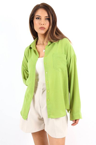Ritnice Cămașă de damă Well Oil Green Linen