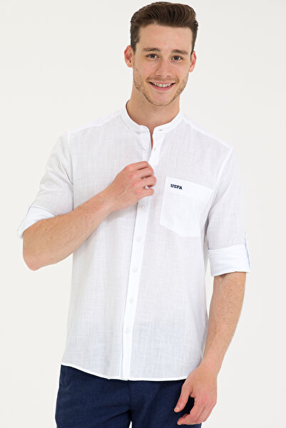 U.S. Polo Assn. Cămașă albă cu mânecă lungă pentru bărbați - 50267646 -VR013