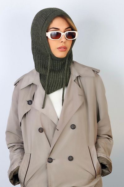 Ritnice Balaclava Kaki cu șnur de damă Tricotaj Beretă/Șapcă
